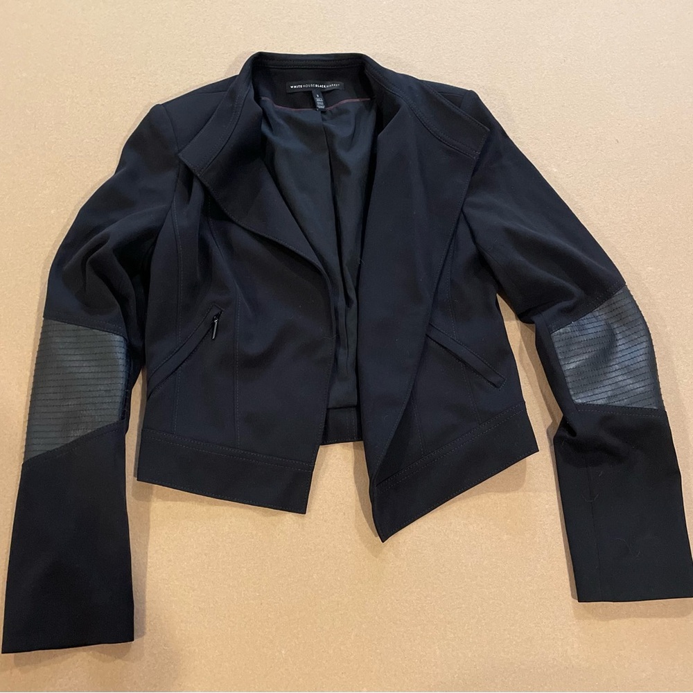 WHBM Black Blazer w/ Faux Leather Size 2
